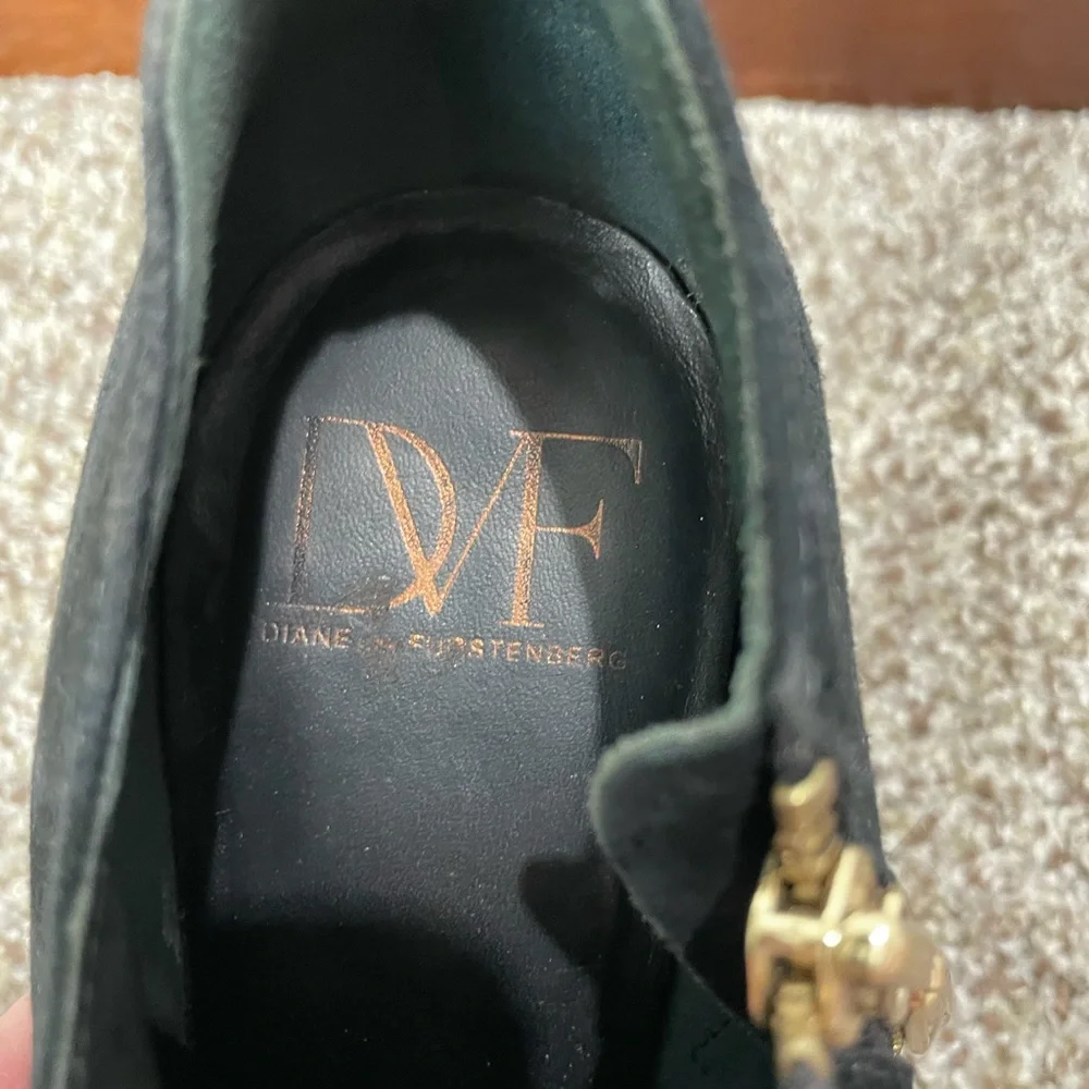 DVF Black Suede Heeled Booties Size 8 1/2